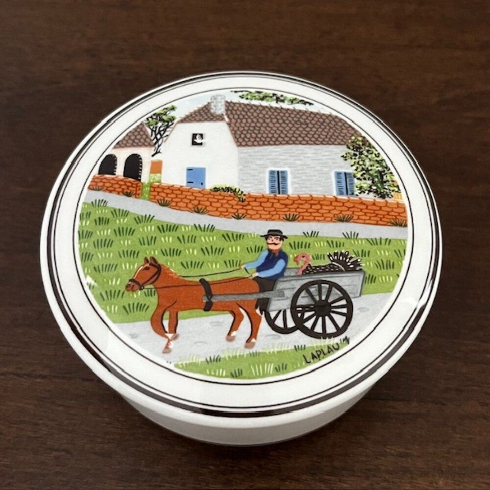 Villeroy & Boch Porcelain Trinket Dish with Lid Farm Graphic